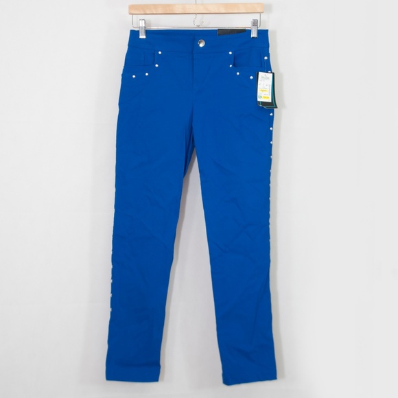 Attyre Studded Audrey Ankle Pant Blue 6 Crop 1604X - Picture 2 of 4